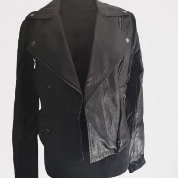 Blank NYC Short FAUX Leather Women's Biker Jacket Size Small Black - Picture 1 of 10